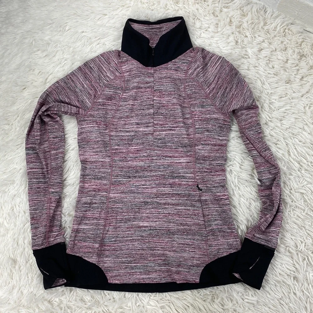 Lululemon Runderful 1/2 Zip Space Dye Camo Berry Rumble Multi / Black